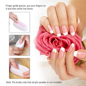 Français Sourire Ligne Guide Nail Art Équipement Nail Trempage Poudre Plateau Manucure Titulaire Avec Couvercle Dip Poudres Conteneur Moule