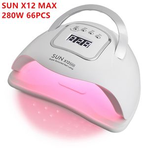Nail Dryers SUN X101112 280W 66pc Led Lamps For Nails Uv Nail Drying Light For Gel Nail Manicure Polish Cabin Lamps Dryer Machine 230220