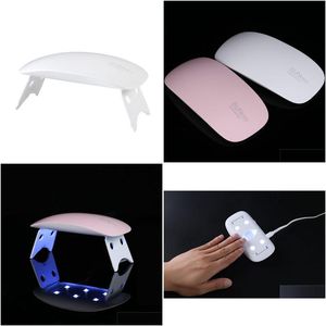 Secadores de uñas Venta al por mayor Luz blanca LED Lámpara UV 6W Sun Mini secador Hine para curar gel polaco Herramientas de arte Entrega de gotas Salud Belleza Dhqan