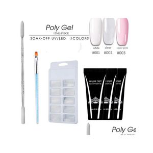 Nail Gel 4Pcs / Set Builder Extension Crystal Jelly Gum Set Ongles Kit Uv French Art Manucure Conseils Décorations Drop Delivery Health Beau Dhfrs
