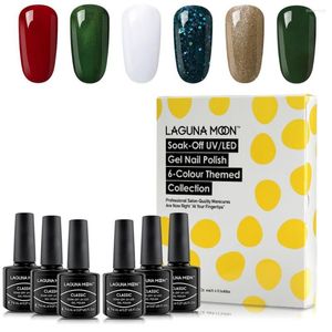 Gel à ongles Lagunamoon 6pcs / Set UV LED Vernis Soak Off Vernis Laque Gellak Semi Permanent Émail Stamping Peinture Noël