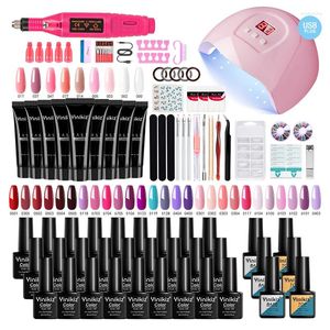 Juego de gel para uñas con secador de lámpara Máquina de perforación Kit de manicura Polygels Polaco Juegos de herramientas de arte Soak-off