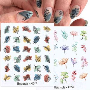 Nail Gel Toy 1pc Spring Water Decal et Sticker Flower Leaf Tree Green Simple Summer Diy Slider pour Manucuring Art Watermark 0328