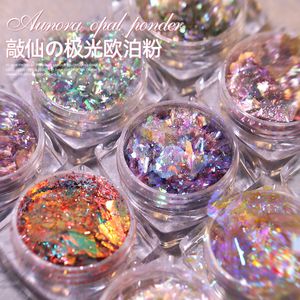 Nail Glitter 1 Box Aurora Opal Sequin Sparkly Gradient Symphony Polarized Flakes Magic Mirror Mica Powder DIY Decoration 230814