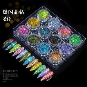 Nail Glitter 12 pièces de poussière de poudre de paillettes d'ongle ensemble iris paillettes fines couleur peinture super brillante accessoires de décoration d'ongles 230718