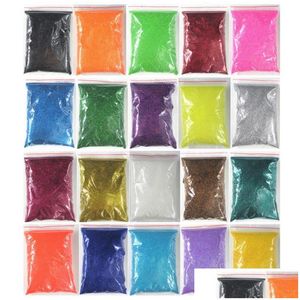 Paillettes à ongles 20 couleurs Choix 100g Bk Packs Extra Tra Fine Dust Powder Nails Tips Art Tips Corps Corps Decoration en gros Livraison DHPO0