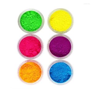 Brillo de uñas 6 colores Mezcla / set Polvo de neón fluorescente Mate Pigmento desnudo para decoración de arte Sombra de ojos Barra de fiesta Herramienta de maquillaje Prud22