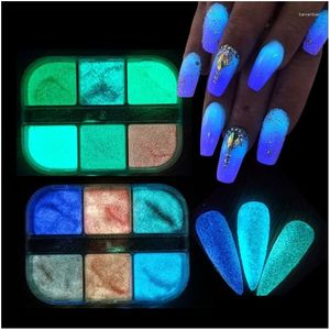 Nail Glitter 6 Grids Art Ins Luminal Pearl Shell Powder Aurora Mirror Frothing Sugar Laser Irregar Symphony Drop Livrot otlKC