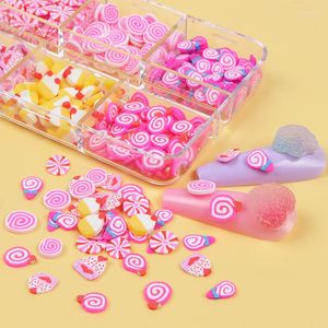 Nail Glitter 6Grids Mignon Candy Cake Mix Art Décorations Polymer Clay Paillettes Flake Kit Pour Manucure Valentines DIY Acrylique Kawaii Design