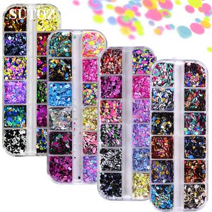 Nail Art Glitter Lentejuelas Formas redondas de colores Confeti DIY Nails Decoraciones para accesorios de puntas de manicura