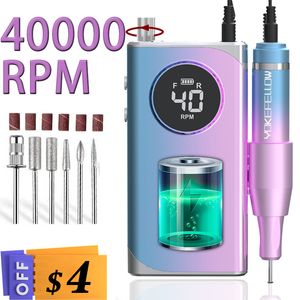 Nail Manicure Set 3500040000RPM Electric Nail Drill Machine For Manicure Professional Nail Lathe With LCD Display Rechargeable Nail Salon Tool 230821