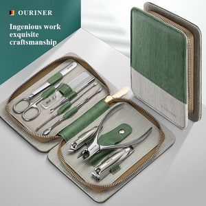 Ensemble de manucure pour ongles Kit pratique professionnel 9 en 1 de haute qualité avec étui en cuir Tondeuse en acier inoxydable Outil de soins personnels 230520