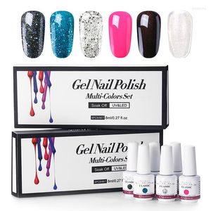 Juego de pegamento para esmalte de uñas, 6 piezas, 8ML, caja de Gel de color puro