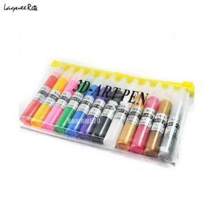 Vernis à ongles de bonne qualité 12 couleurs Nail Art Pen pour 3D Nail Art DIY Décoration Vernis à ongles Pen Set 3D Design Paint Pen 230711