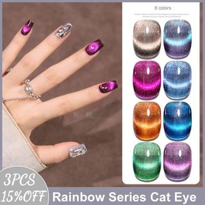 Vernis à ongles MUSELUOGE 8 couleurs / set Rainbow Series Cat Eye Gel Polish Gel Nails Polish 15ml Semi Permanent Soak Off Gel Magnetic Nail Polish 230715