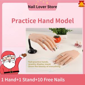 Présentoir de pratique des ongles Main d'entraînement des ongles en silicone avec les doigts de réglage de la ventouse pour mannequin d'art des ongles en acrylique Affichage du modèle de fausse main 231207