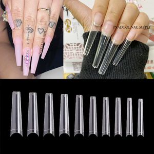 Nail Practice Display XXL Coffin Tips Media cubierta Long C Curve Acrylic Builder False s DIY Press On Manicure Salon Supply 230505