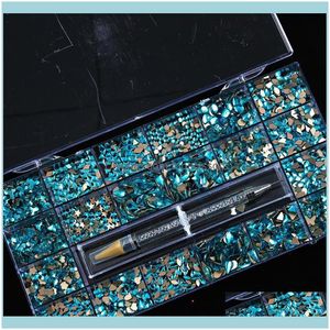 Nail Salon Health Beautynail Art Decoraciones 2000 Piezas Cristales de Vidrio Gemas Diamantes de Imitación Ab/Rojo/Azul Pavo Real/Verde Esmeralda Cajas de Cristal -