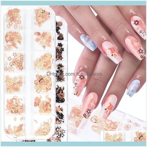 Nail Salon Health Beautynail Art Décorations Or Rose Creux Métal Paillettes Tranche Étoile Papillons Bijoux Strass Décoration Diy Charme