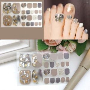 Pegatinas de uñas para mujeres y niñas, impermeables, cobertura completa, uñas postizas, calcomanías de manicura para dedos del pie a rayas, decoraciones para pies de estilo fresco