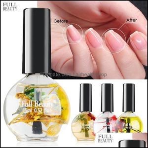 Traitements des ongles Art Salon Santé Beauté Nouveau traitement à l'huile de cuticules Fleur sèche Nutrition naturelle Liquide Adoucir les ongles Agent Dh4Qh