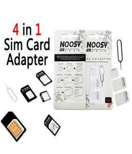Tarjeta Nano SIM a Micro SIM SIM Convertidor Estándar Converter Eject Pon Conjunto 4 en 1 para iPhone Samsung Galaxy con empaque minorista5565435