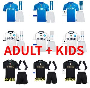Kits pour enfants adultes Napoli 2023 2024 Maradona Soccer JerseyS 23 24 KOULIBALY INSIGNE Maillots de Foot Osimhen Lozano HLOZANO Naples Halloween Football Shirt