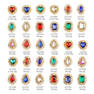 NAR007 30 estilos acrílico ojo de caballo cristal gemas para uñas diamantes de imitación decoración de uñas gota de agua rectángulo corazón herramientas de maquillaje