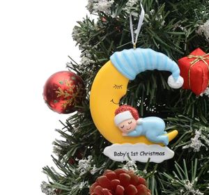 Natal Baby First Polyresin Decoración navideña colgante Brillo personalizado Adornos de árbol de Navidad para vacaciones Regalos de Año Nuevo al por mayor EE