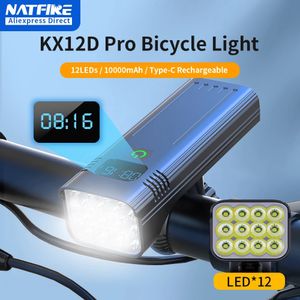 Natfire 12 LED Bike Light 4800 LUMEN USB C RECHARGable Aluminium Bicycle Light 10000mAh Bank Power Bank 6 à 12 LED 240407