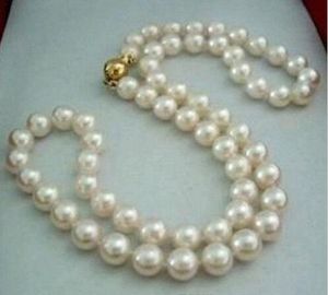 Natural 8-9MM White Akoya Pearl Necklace 18" 14K Clasp