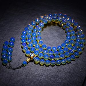 Bracelet d'ambre naturel Domi Purification de l'eau Blue Pearl 108 Perles Bracelet Amber Stone Beads Bracelets for Men and Women 240402