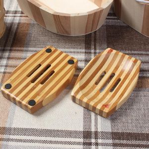 Natural Bamboo Wooden Soap Dish Wooden Soap Tray Holder Bath Shower Bathroom Storage Soap Rack Plate Box LX2460