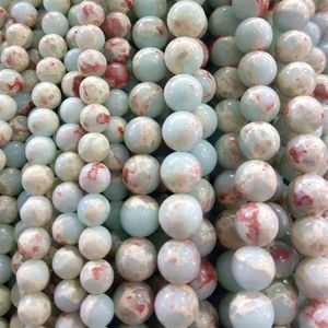 Perles de pierre de jaspe de sédiments de mer bleu vert naturel, bracelet de fabrication de bijoux, perles de jaspe impérial, fournitures de perles 4 6 8 10mm empereur 286l