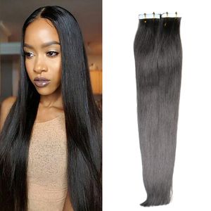 Natural color Brazilian virgin hair 100g human hair extensions remy skin wefts tape in human hair extensions 40 pcs