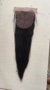 Cierre de cabello humano de color natural Top de seda 5x5 Cierre de encaje virgen brasileño recto pre desplumado