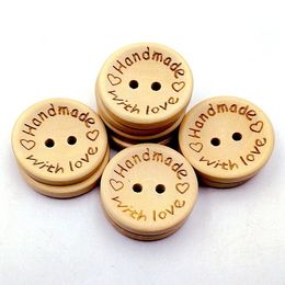 Boutons en bois de couleur naturelle faits à la main lettre d'amour bouton en bois artisanat bricolage accessoires de vêtements pour bébés