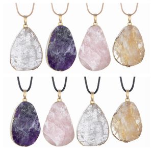 Collier pendentif en cristal naturel pierre de Quartz brut guérison bijoux Chakra faits à la main irréguliers pour femmes fille longue chaîne