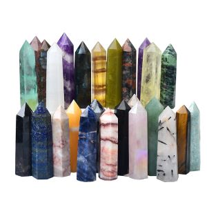 Cristal naturel point Arts ornement Chakra guérison Reiki énergie pierre minérale Quartz pilier baguette magique longueur ZZ