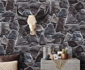 Natural Grey Brick Wall Stone Creek Rock Slate Effet 10m Fond d'écran Roll Rockwall Fond Vintage W5255300868