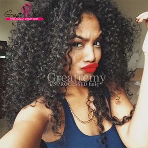brazilian peruvian malaysian front lacewig kinky curly wave human hair full lace wig deable for black women density between 130 and 150