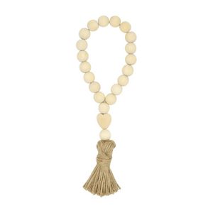 Cordes en lin naturel pompon perle chaîne chaîne fait à la main ferme décoration coeur perles en bois gland chanvre corde décor à la maison tenture murale M2176