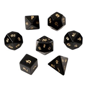 Natural Obsidian Polyhedral Loose Gemstones Dice 7pcs Set Dungeons & Dragons Stone Dice Set DND RPG Games Ornaments Spot Goods Wholesale Accept Customized