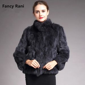 Manteau de fourrure de lapin naturel femmes veste d'hiver en cuir véritable et fourrure promotion vêtements femme en offre avec froid 240110