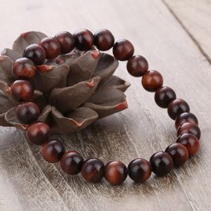 Pulsera de ojo de tigre rojo de piedra natural para hombres y mujeres joyería de moda brazalete elástico 8mm pulseras de energía de Yoga regalo Kimter-B674S FZ