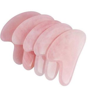 Naturel Rose Quartz Gua Sha Conseil Rose Jade Pierre Corps Visage Oeil Grattage Plaque Acupuncture Massage Relaxation Soins de Santé F401