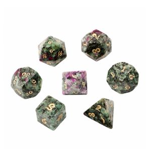 Natural Ruby in Zircite Polyhedral Loose Gemstones Dice 7pcs Set Dungeons & Dragons Stone Dice Set DND RPG Games Ornaments Spot Goods Wholesale Accept Custom