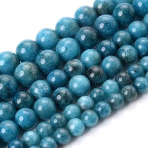 Perles rondes en Apatite bleue en pierre naturelle, perles d'espacement amples pour la fabrication de bijoux, bracelet à breloques DIY 6/8/10mm