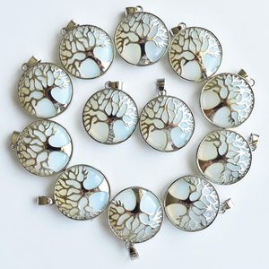 Naturel Stone Charms Arbre de la vie Pendentifs Opal Chakras Pierre Gem pour bijoux Accessoires Collier Marquage