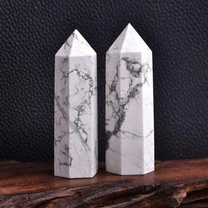 Blanco natural-turquesa Punto de cristal Artes Cuarzo Torre Energía Piedra Obelisco Varita Charkra Reiki Healing Crystal Htqrl